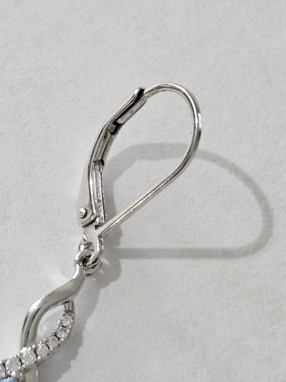 NWT Molenia Silver Zirkonias Blue Stone Drop Earrings Feminine Wedding Party - Picture 5 of 7